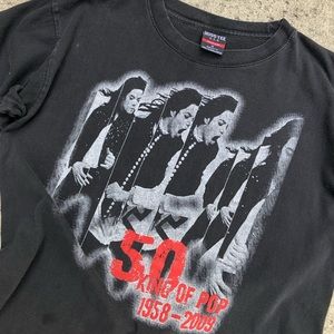 Vtg Michael Jackson King of Pop 1958-2009 Black Tee - Side Medium
